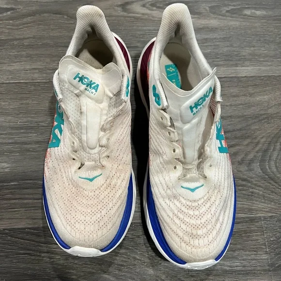 Hoka | Shoes | Hoka Cream And Blue Athletic Sneakers Womens  display picture 1